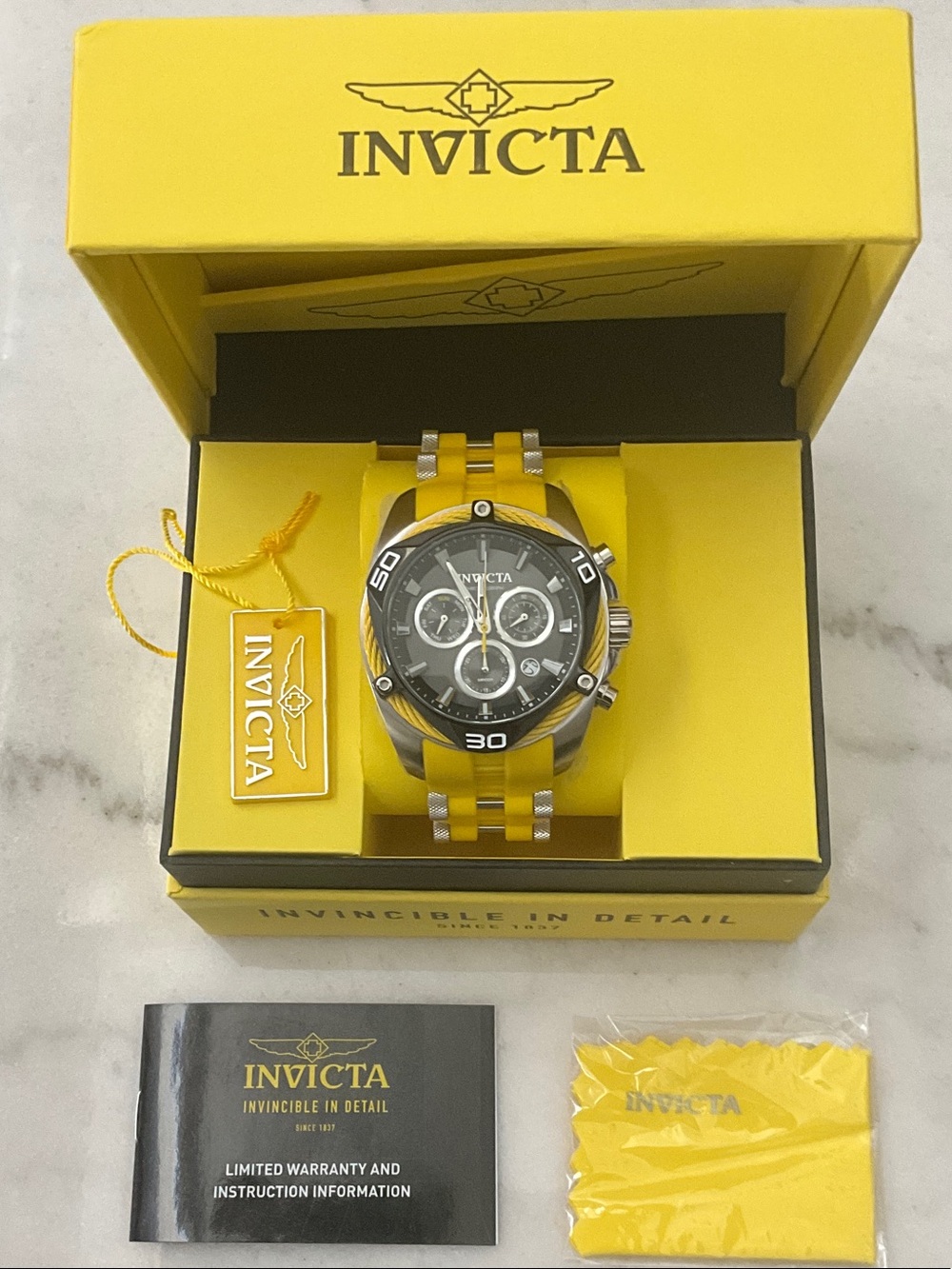 Invicta Men's Yellow and Silver Sport Chronograph Watch